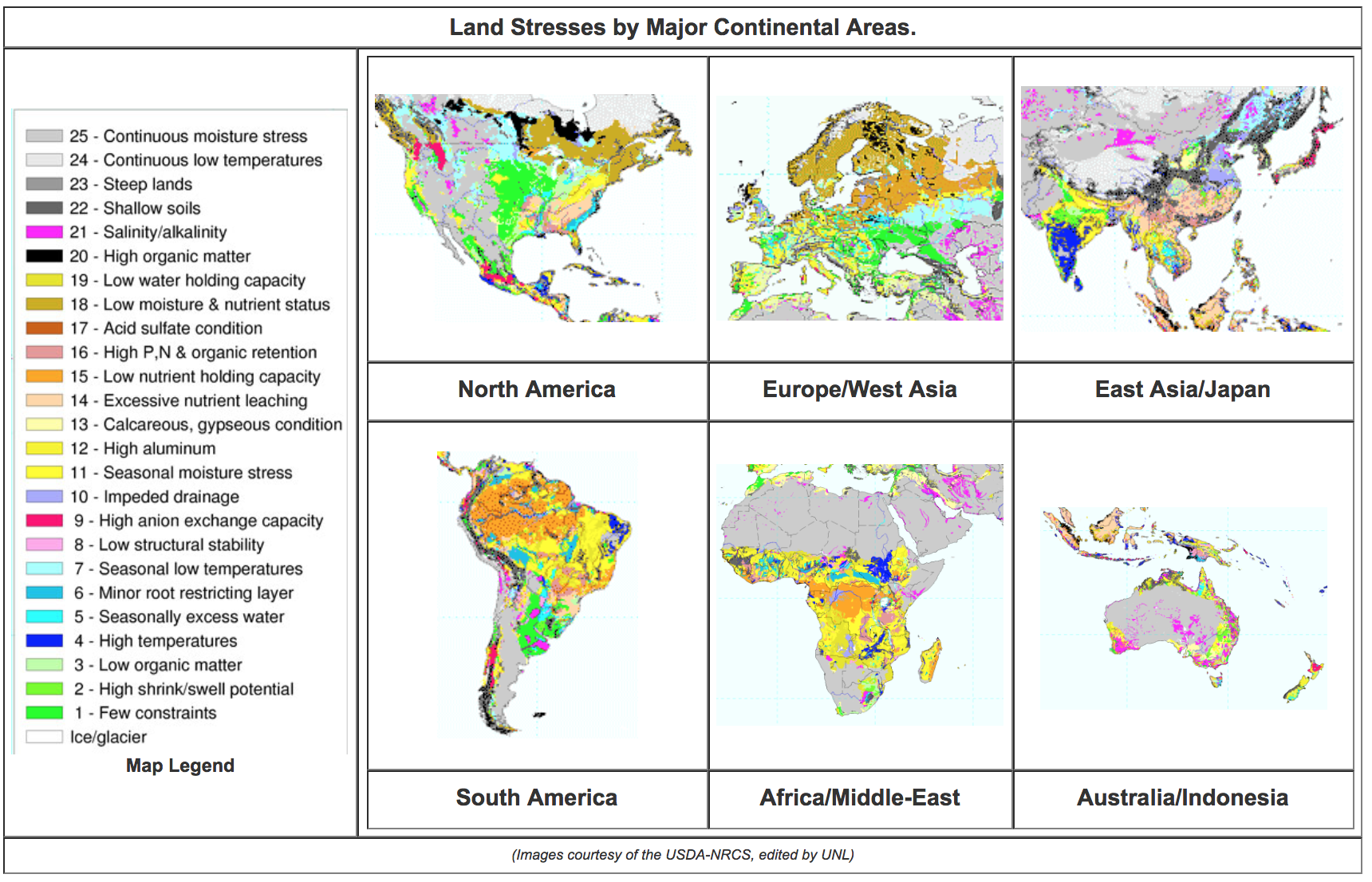 major land resource stresses maps by continent