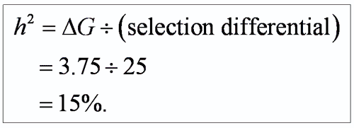 example of h^2 = deltaG / (selection differential)